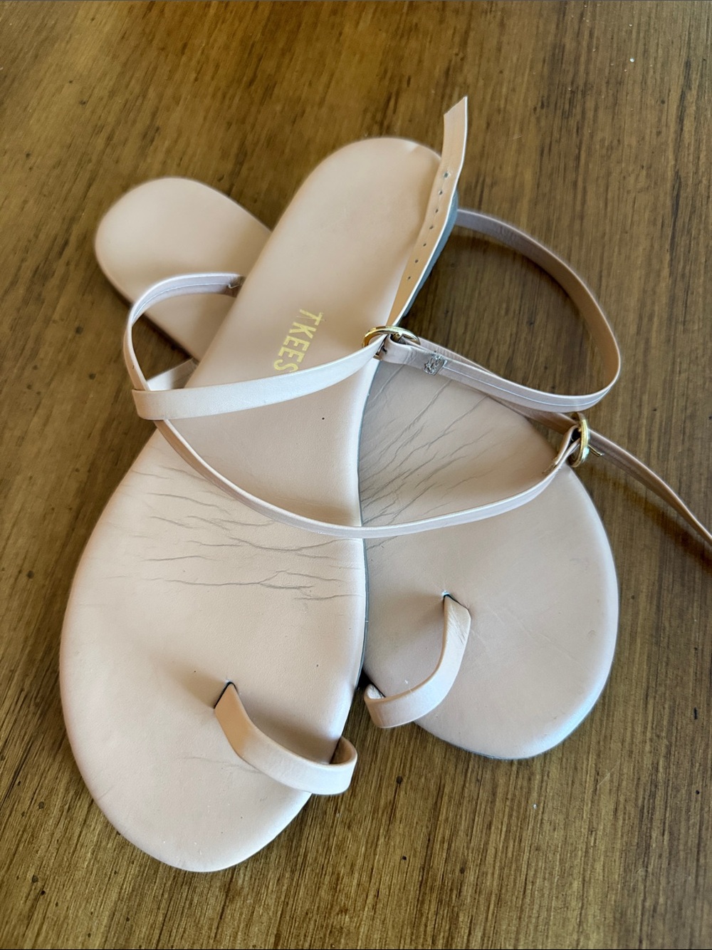 TKEES Phoebe Pout Nude Pink Toe-Ring Ankle Strap Sandals